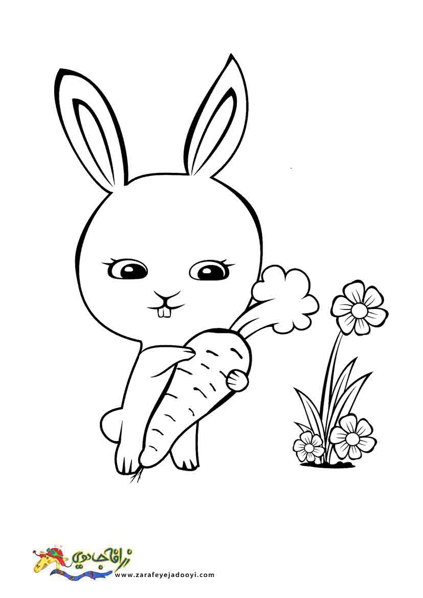 طرح رنگ آمیزی کودکان خرگوش و هویج