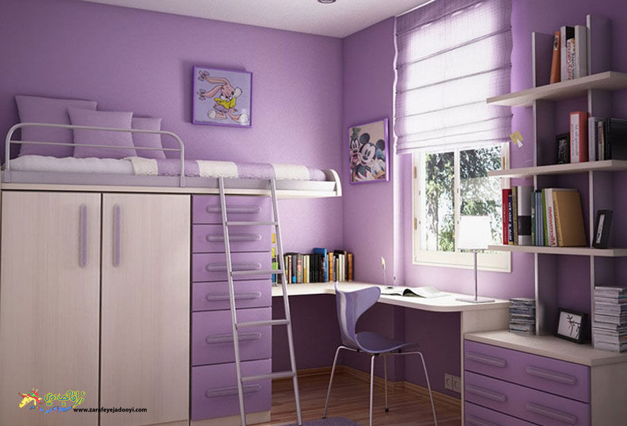 اتاق خواب دخترانه با ترکیب رنگ صورتی