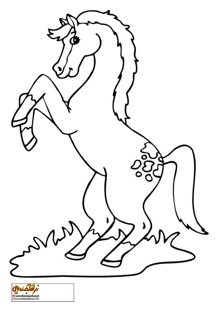 نقاشی ساده اسب برای رنگ آمیزی کودکان - نقاشی اسب برای کودکان 2
