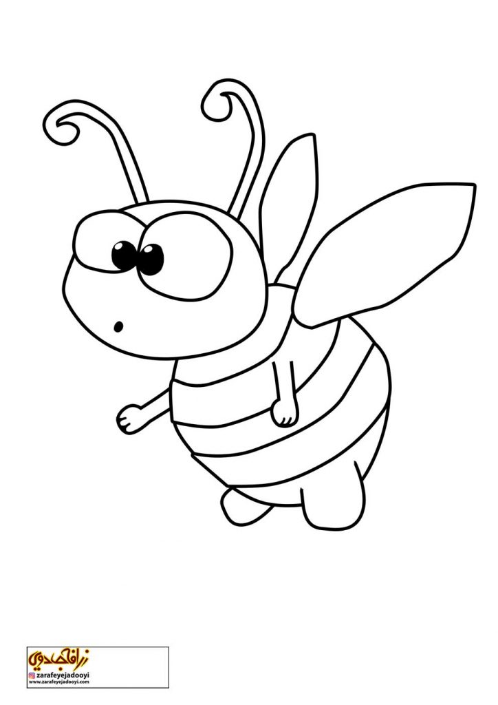 نقاشی ساده زنبور عسل برای رنگ آمیزی کودکان