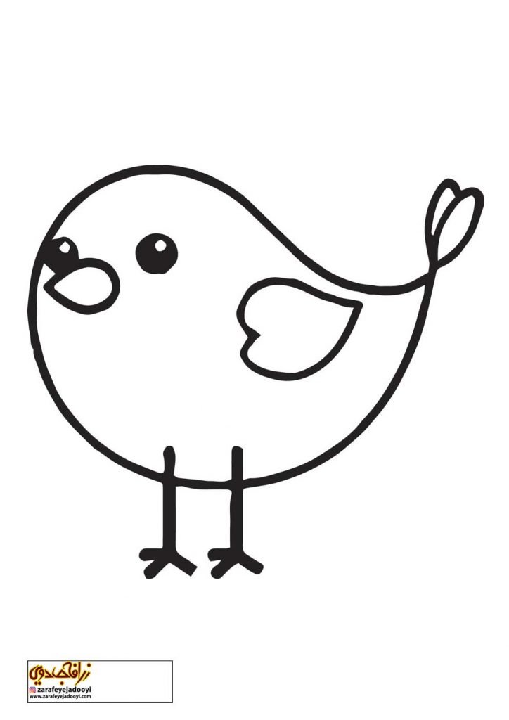 نقاشی ساده پرنده برای رنگ آمیزی کودکان