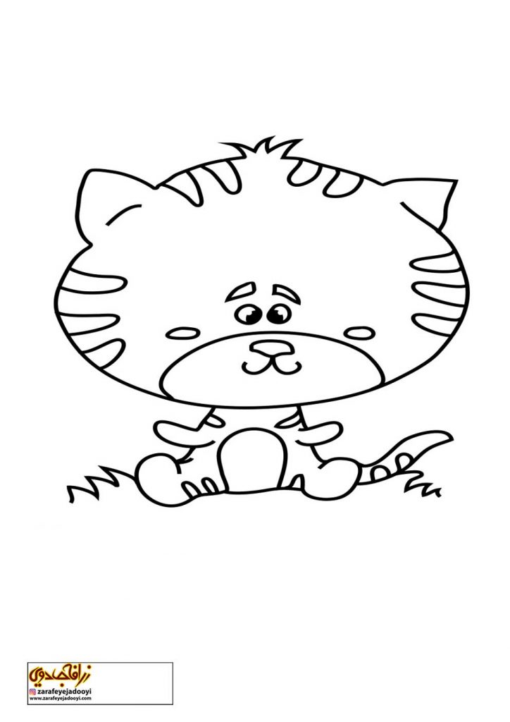 نقاشی ساده گربه برای رنگ آمیزی کودکان