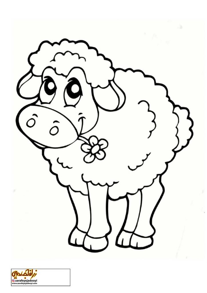 نقاشی ساده گوسفند برای رنگ آمیزی کودکان