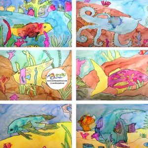نقاشی کودکانه شقایق دریایی