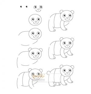 نقاشی ساده خرس پاندا