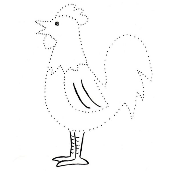 نقاشی کودکانه خروس و مرغ