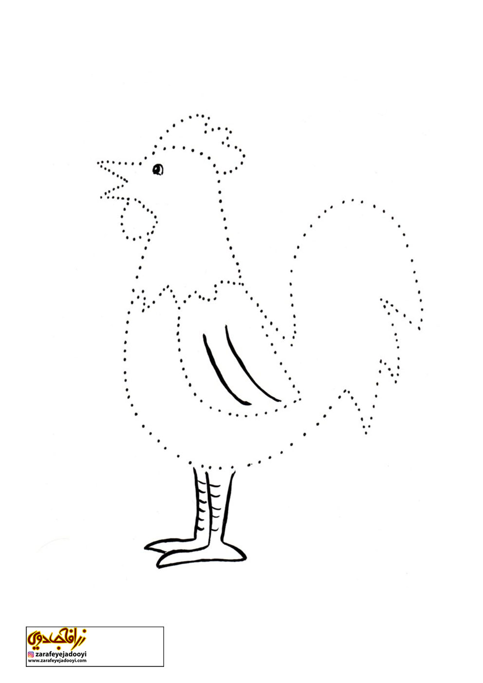 نقاشی کودکانه از مرغ و خروس