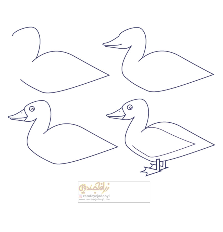 آموزش قدم به قدم نقاشی ساده اردک