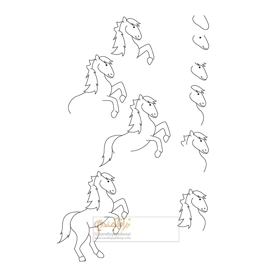 آموزش قدم به قدم نقاشی ساده اسب
