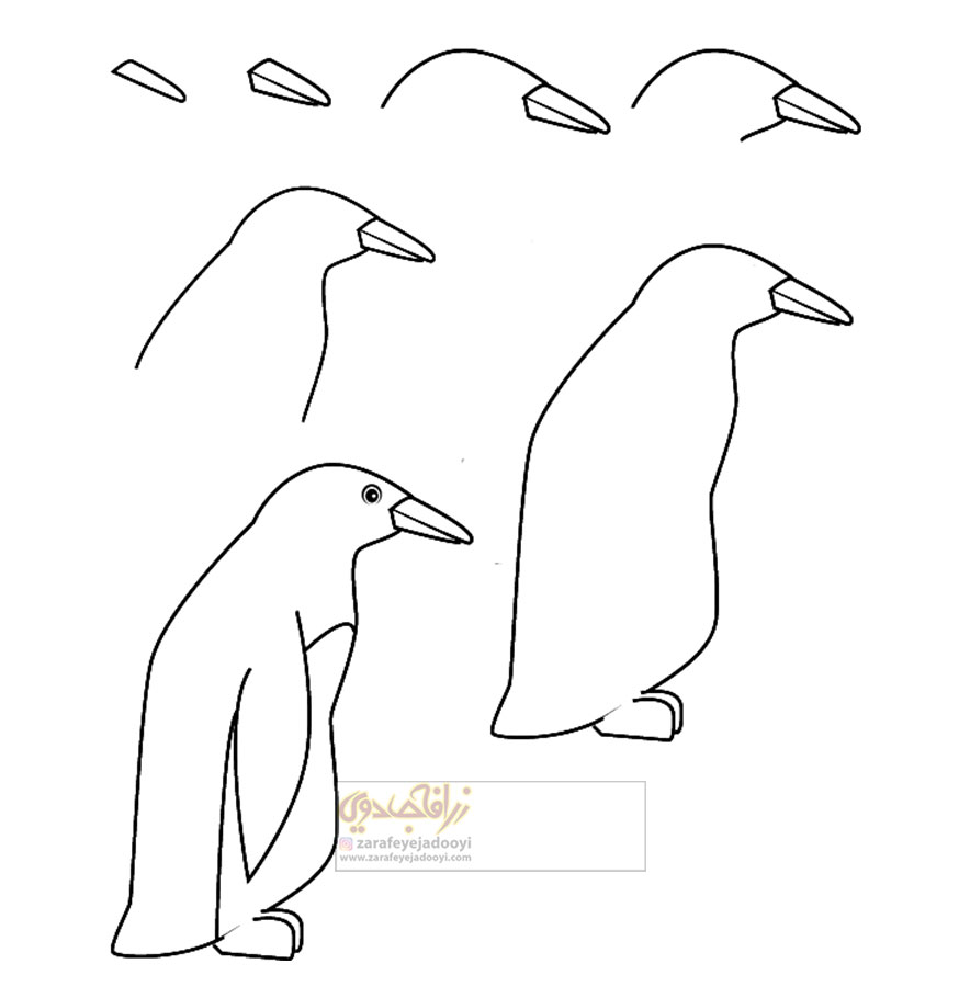 آموزش قدم به قدم نقاشی ساده پنگوئن 2